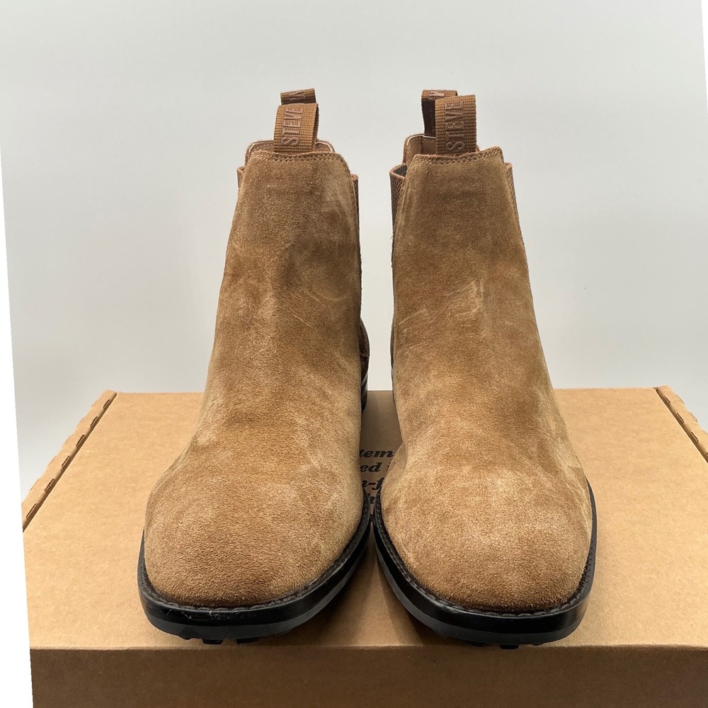 Steve Madden P-Fenton Mens Cognac Suede Chelsea Boots Lug Sole US 10D